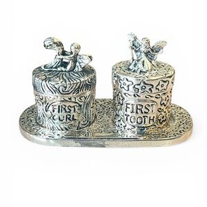 Silver First Tooth & First Curl Keepsake Box Set Fairy Baby Milestone Trinket